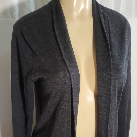 Eileen Fisher 100% MerinoWool Cardigan Sz Petite M Open Sweater Long Sleeve Grey - Picture 2 of 13